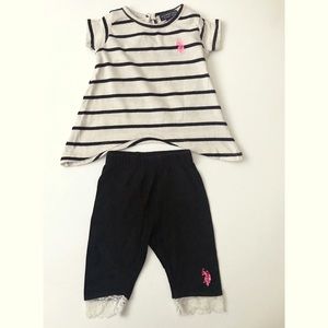 U.S. Polo Assn. Off White & Blk striped Top/pants